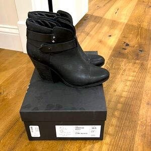 Rag & Bone Black Harrow Leather Ankle Boots 39.5